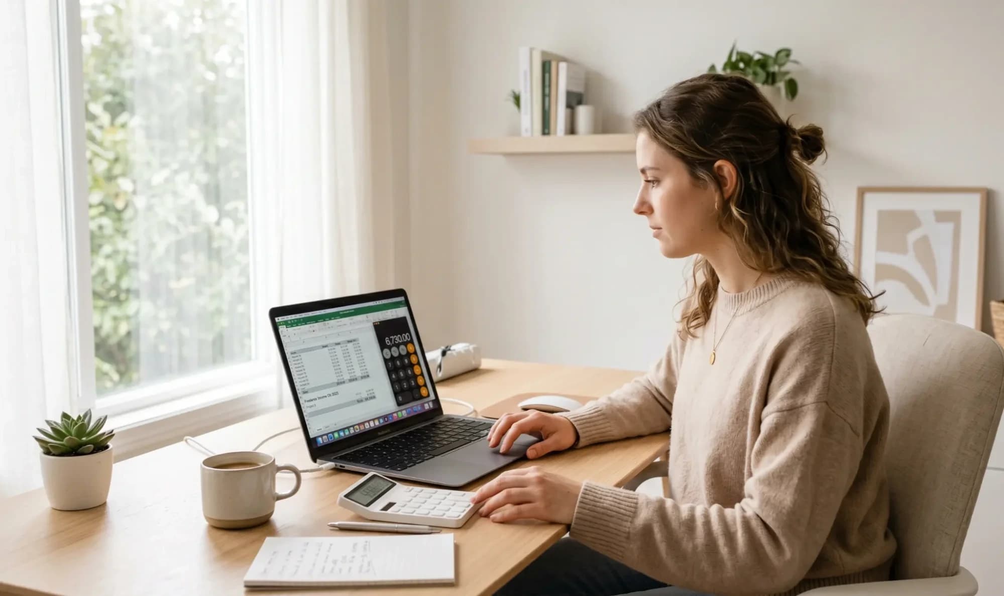 Freelancer reviewing pricing notes before quoting a client
